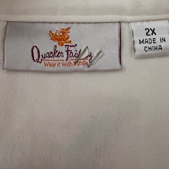 Quacker Factory Jacket Womens 2X Embroidered Tropical Fish Reef Zip Cotton White - Picture 12 of 14